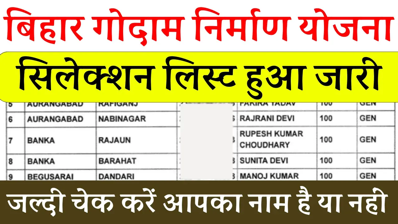 Bihar Godam Nirman Yojana Selection List 2024