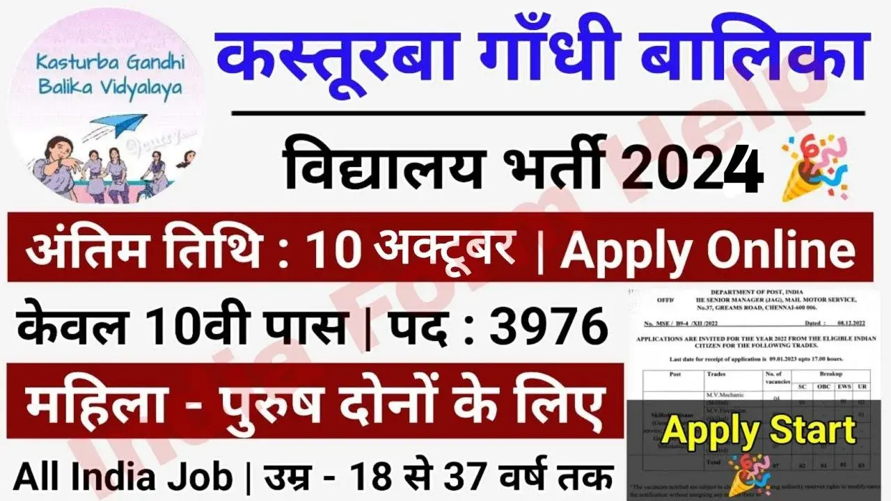 Kasturba Gandhi Vidyalaya Vacancy