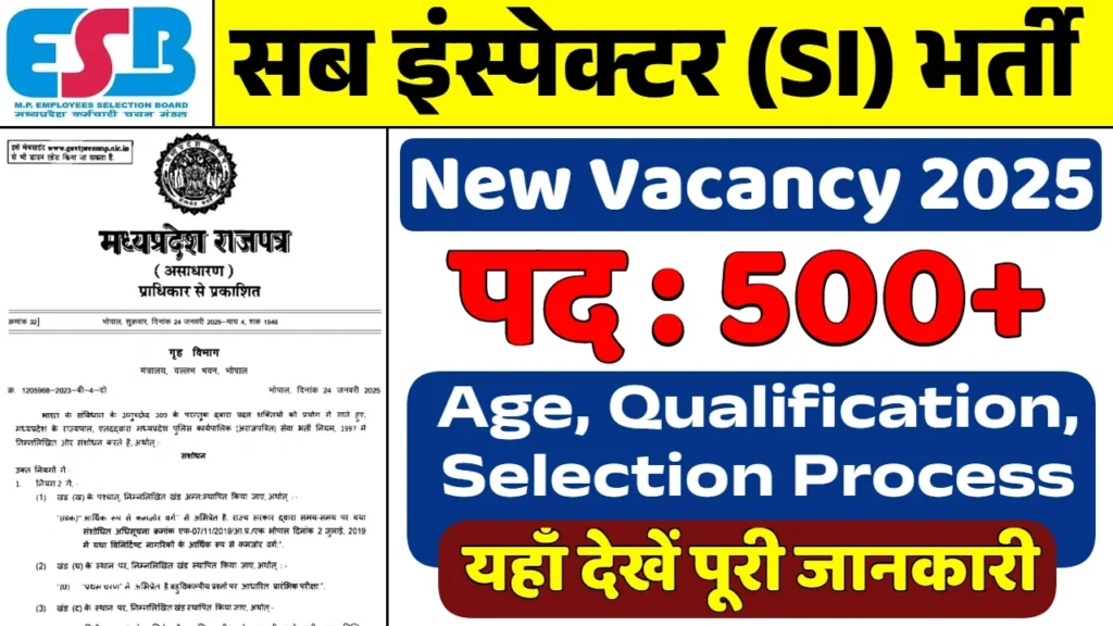 MP SI Vacancy 2025