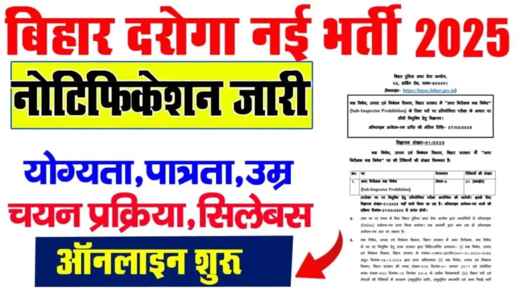 Bihar Police SI Prohibition Vacancy 2025